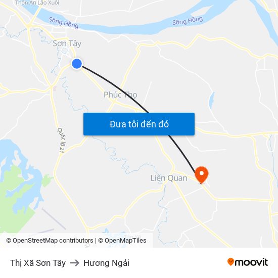 Thị Xã Sơn Tây to Hương Ngải map