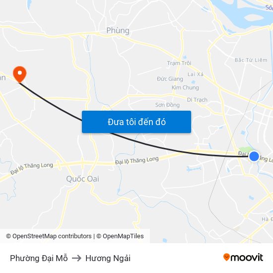 Phường Đại Mỗ to Hương Ngải map
