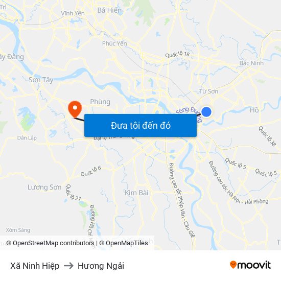 Xã Ninh Hiệp to Hương Ngải map