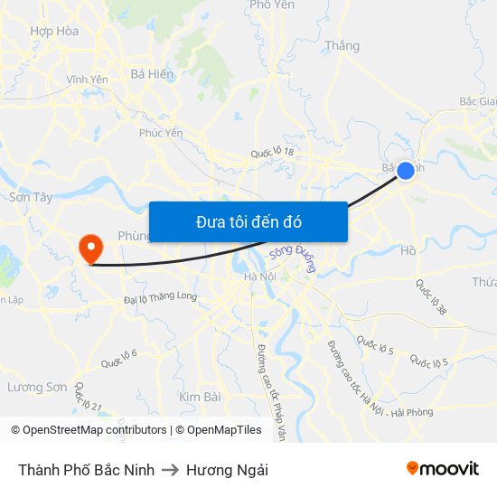 Thành Phố Bắc Ninh to Hương Ngải map