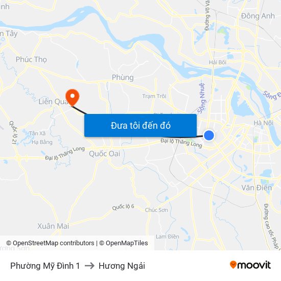 Phường Mỹ Đình 1 to Hương Ngải map