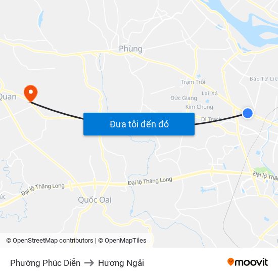 Phường Phúc Diễn to Hương Ngải map