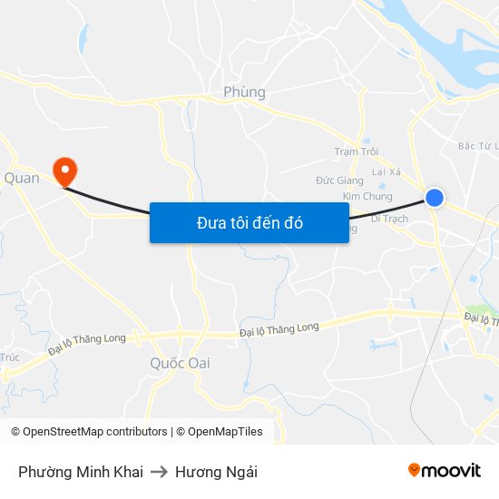 Phường Minh Khai to Hương Ngải map