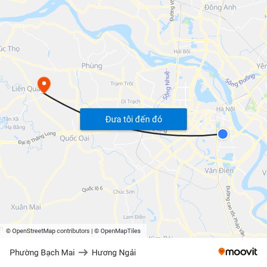 Phường Bạch Mai to Hương Ngải map