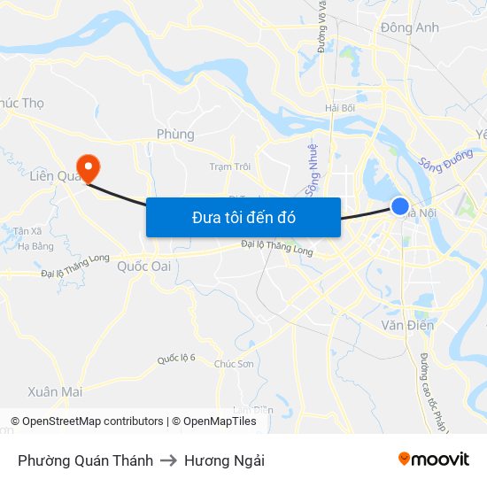 Phường Quán Thánh to Hương Ngải map