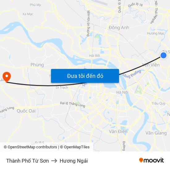 Thành Phố Từ Sơn to Hương Ngải map
