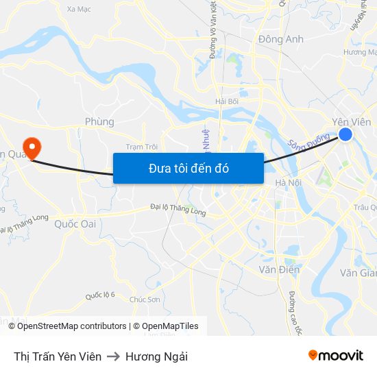 Thị Trấn Yên Viên to Hương Ngải map