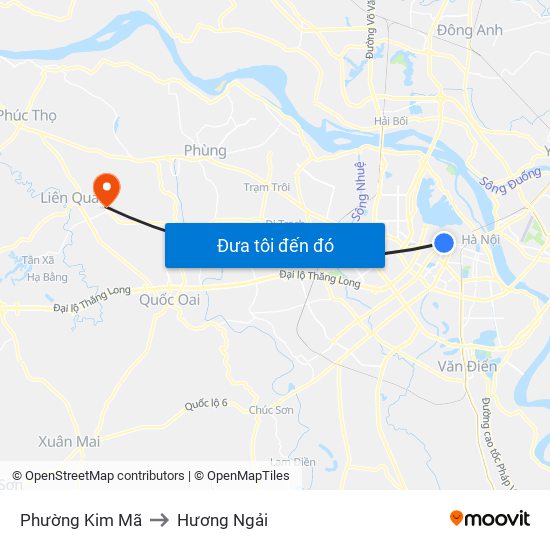 Phường Kim Mã to Hương Ngải map