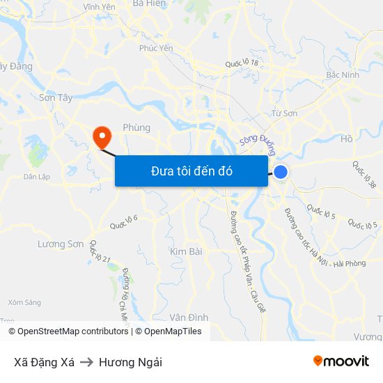 Xã Đặng Xá to Hương Ngải map