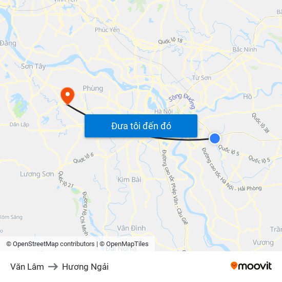 Văn Lâm to Hương Ngải map