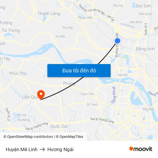 Huyện Mê Linh to Hương Ngải map