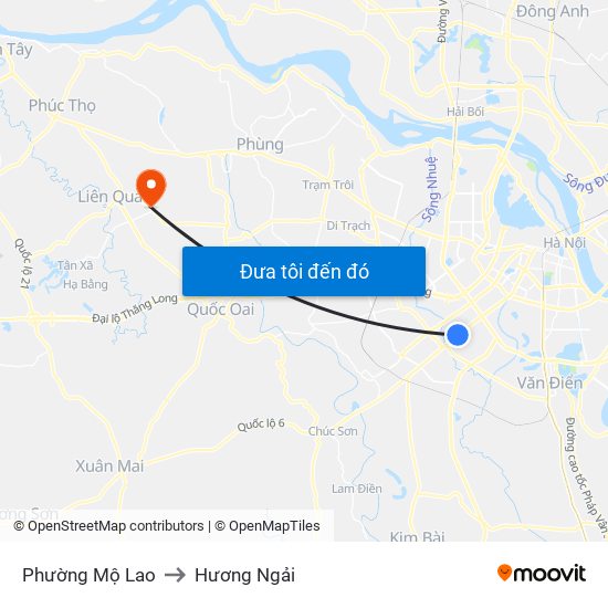 Phường Mộ Lao to Hương Ngải map