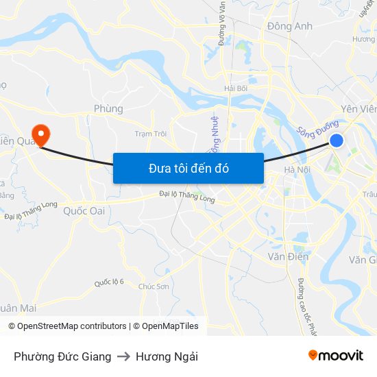 Phường Đức Giang to Hương Ngải map