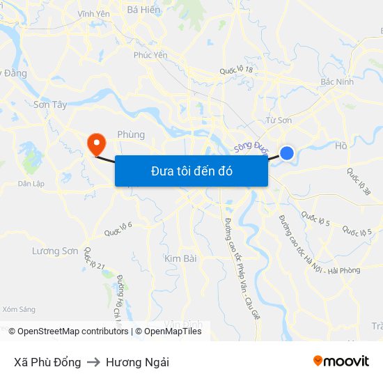 Xã Phù Đổng to Hương Ngải map