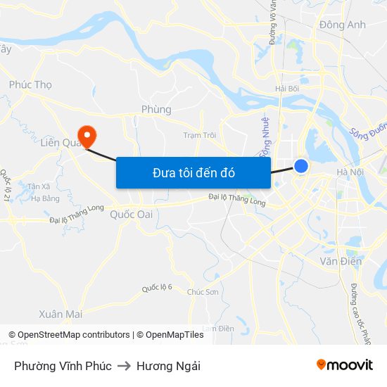 Phường Vĩnh Phúc to Hương Ngải map