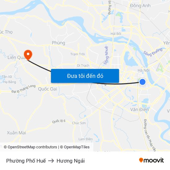 Phường Phố Huế to Hương Ngải map