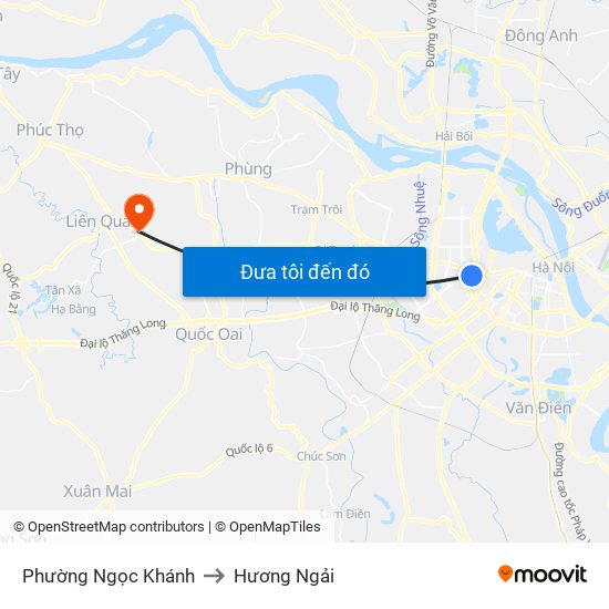 Phường Ngọc Khánh to Hương Ngải map