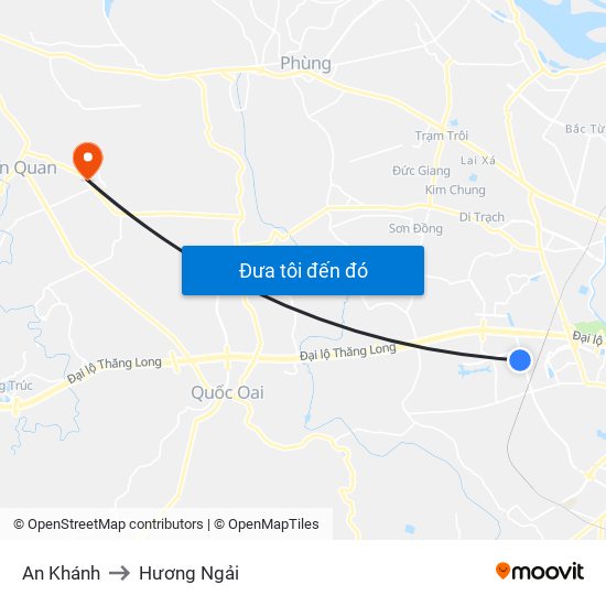 An Khánh to Hương Ngải map