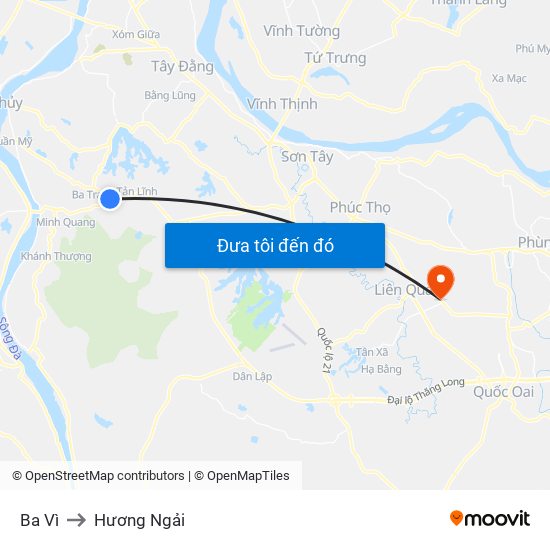 Ba Vì to Hương Ngải map