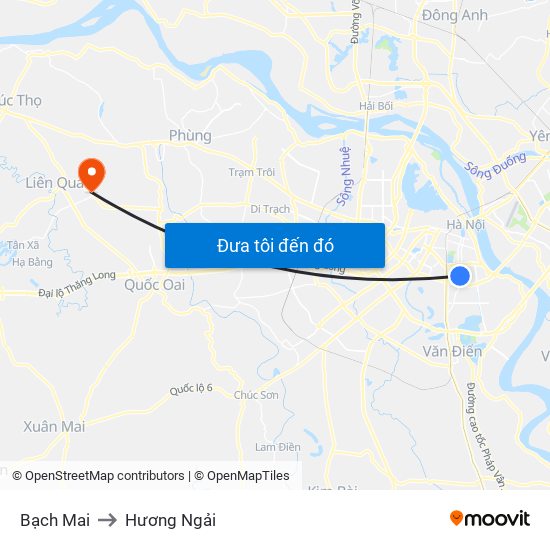 Bạch Mai to Hương Ngải map