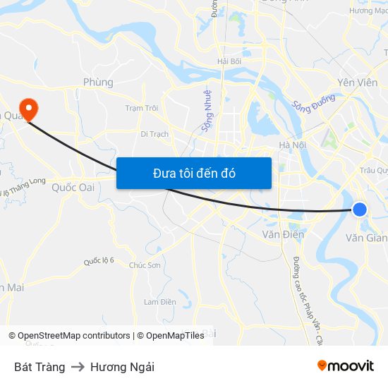 Bát Tràng to Hương Ngải map