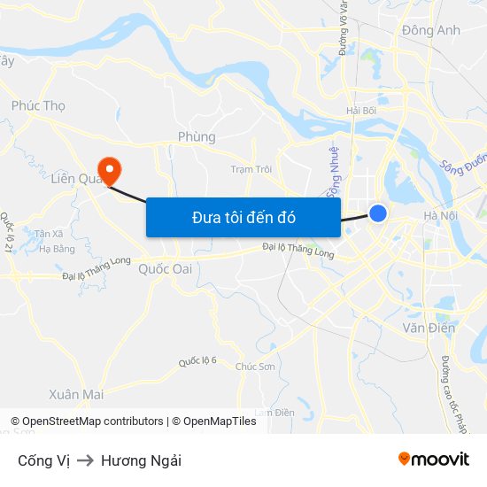 Cống Vị to Hương Ngải map