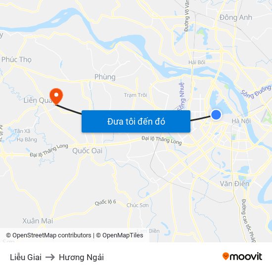 Liễu Giai to Hương Ngải map