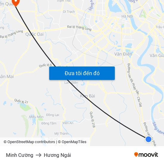 Minh Cường to Hương Ngải map