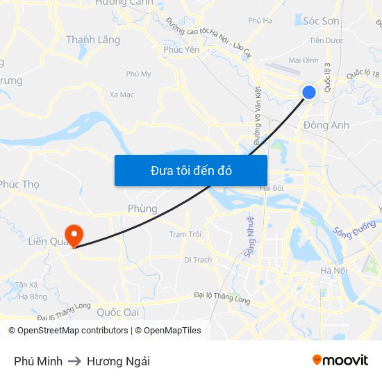 Phú Minh to Hương Ngải map