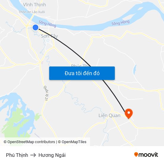 Phú Thịnh to Hương Ngải map