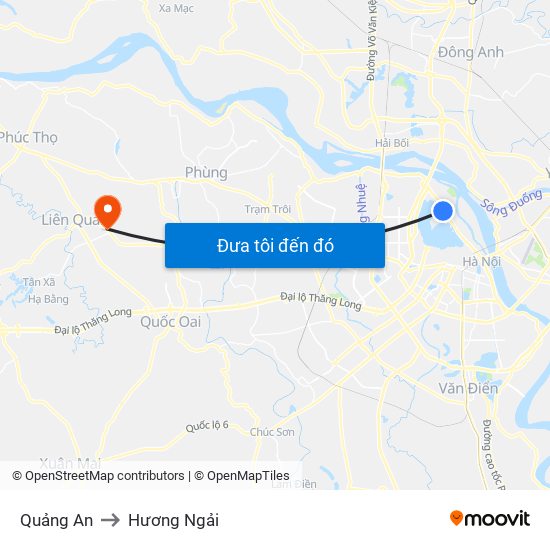 Quảng An to Hương Ngải map