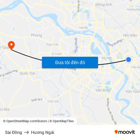 Sài Đồng to Hương Ngải map