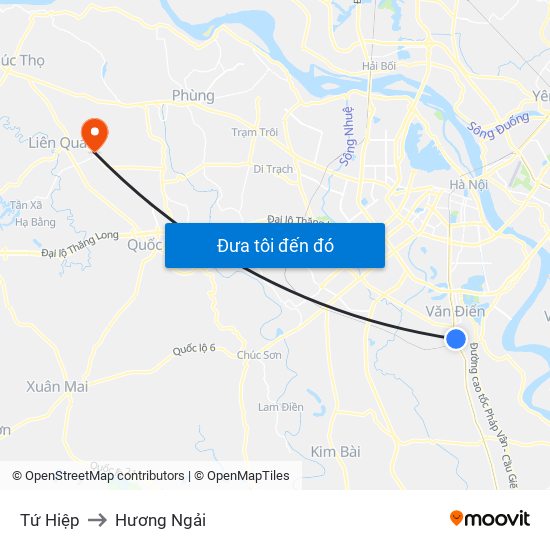 Tứ Hiệp to Hương Ngải map