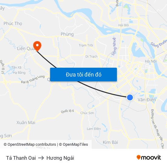 Tả Thanh Oai to Hương Ngải map