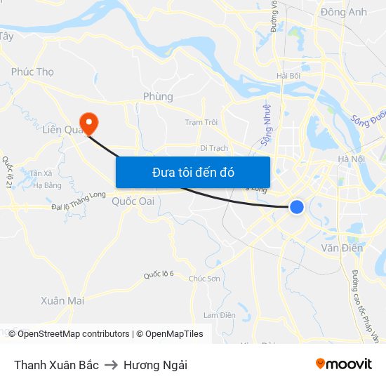 Thanh Xuân Bắc to Hương Ngải map