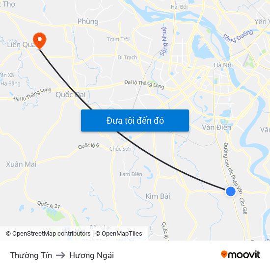 Thường Tín to Hương Ngải map