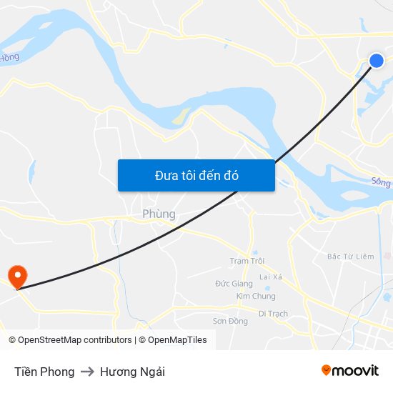 Tiền Phong to Hương Ngải map