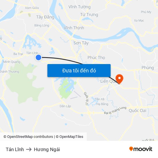 Tản Lĩnh to Hương Ngải map