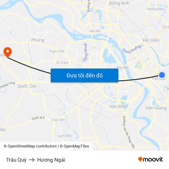 Trâu Quỳ to Hương Ngải map