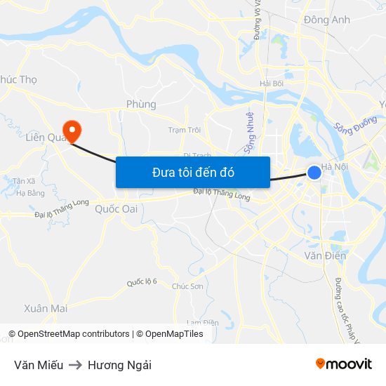 Văn Miếu to Hương Ngải map