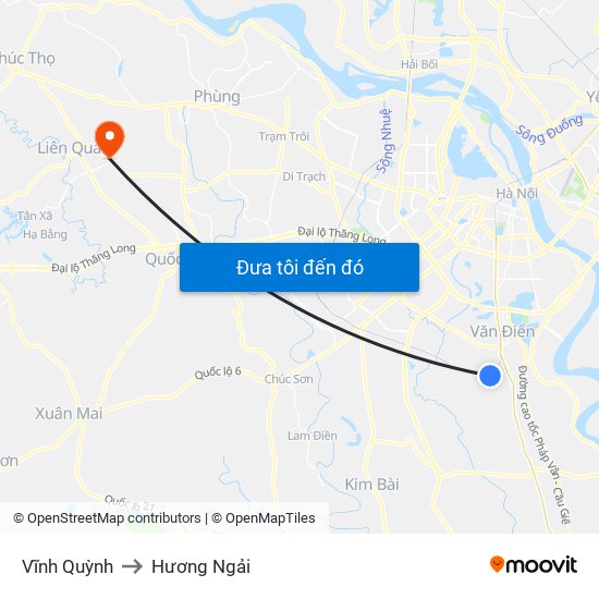 Vĩnh Quỳnh to Hương Ngải map