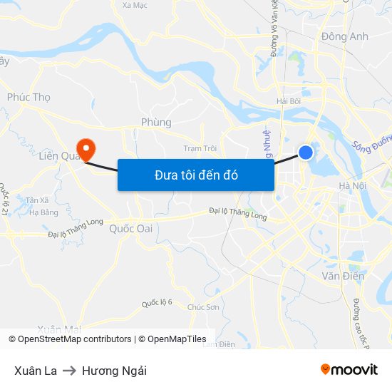 Xuân La to Hương Ngải map