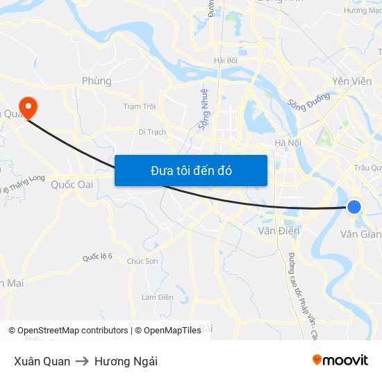 Xuân Quan to Hương Ngải map
