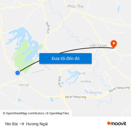 Yên Bài to Hương Ngải map