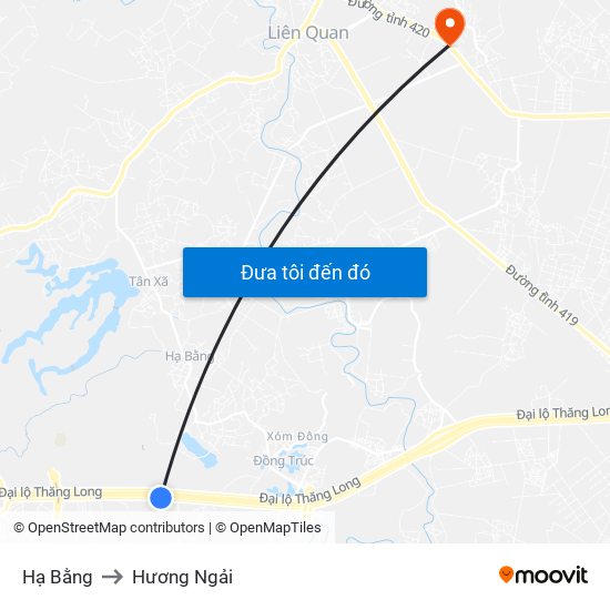 Hạ Bằng to Hương Ngải map