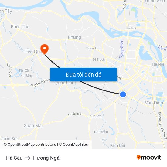 Hà Cầu to Hương Ngải map