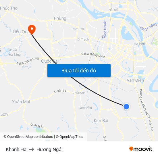 Khánh Hà to Hương Ngải map