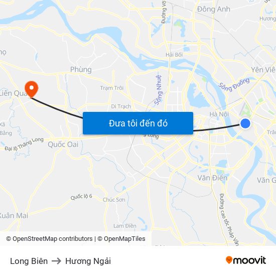 Long Biên to Hương Ngải map