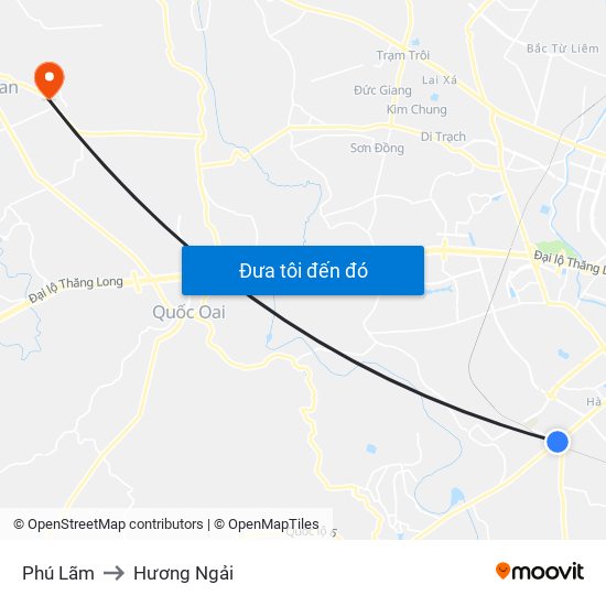 Phú Lãm to Hương Ngải map