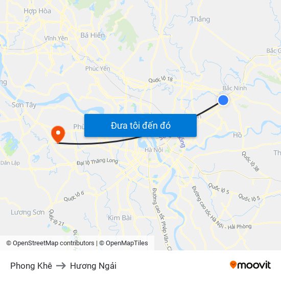 Phong Khê to Hương Ngải map